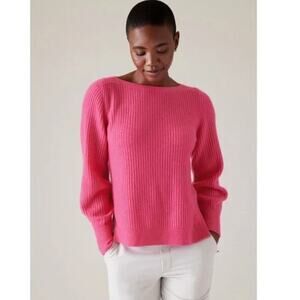 Athleta Layover Merino Wool Pullover Sweater in Tulip Pink